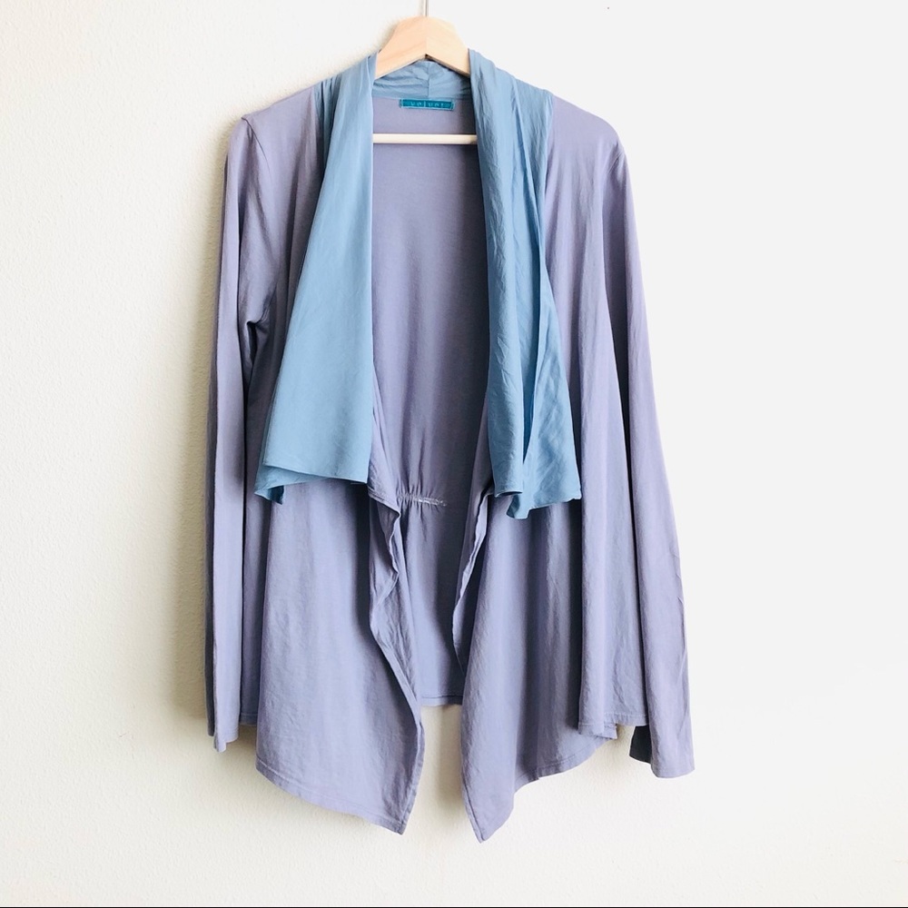 Velvet light purple draped front cardigan - LARGE